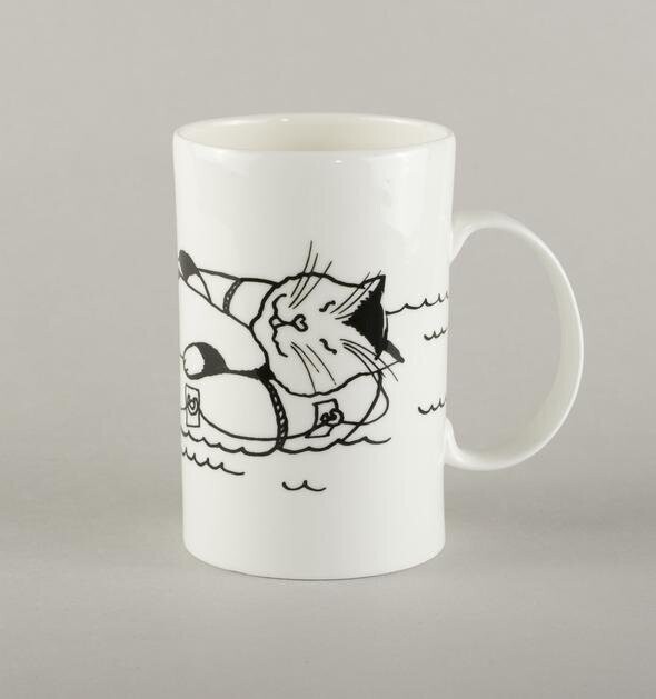 Porcelāna krūze, Kaķis uz plosta, Izmērs: M