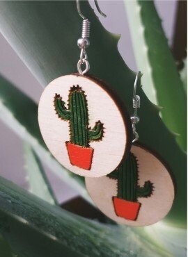 Auskari "Kaktusi sarkanā podiņā"