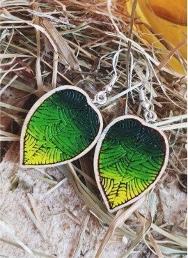 СЕРЬГИ  “ЗЕЛЕНЫЕ  ЛИСТЬЯ”