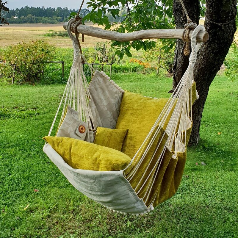 Hammock  chair- šūpuļkrēsls 520 zaļš/bēšs