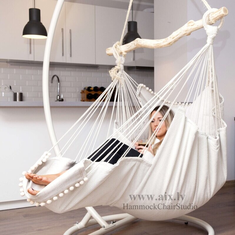 Hammock  chair- šūpuļkrēsls 380 balts/bēšs