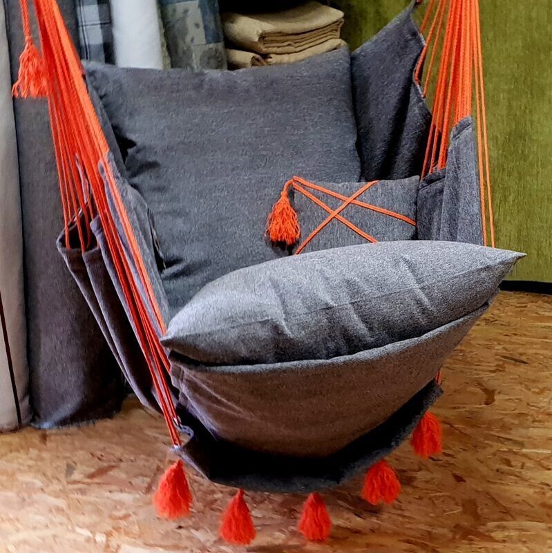 Hammock  chair- šūpuļkrēsls 535 pelēks/pelēks/oranžs