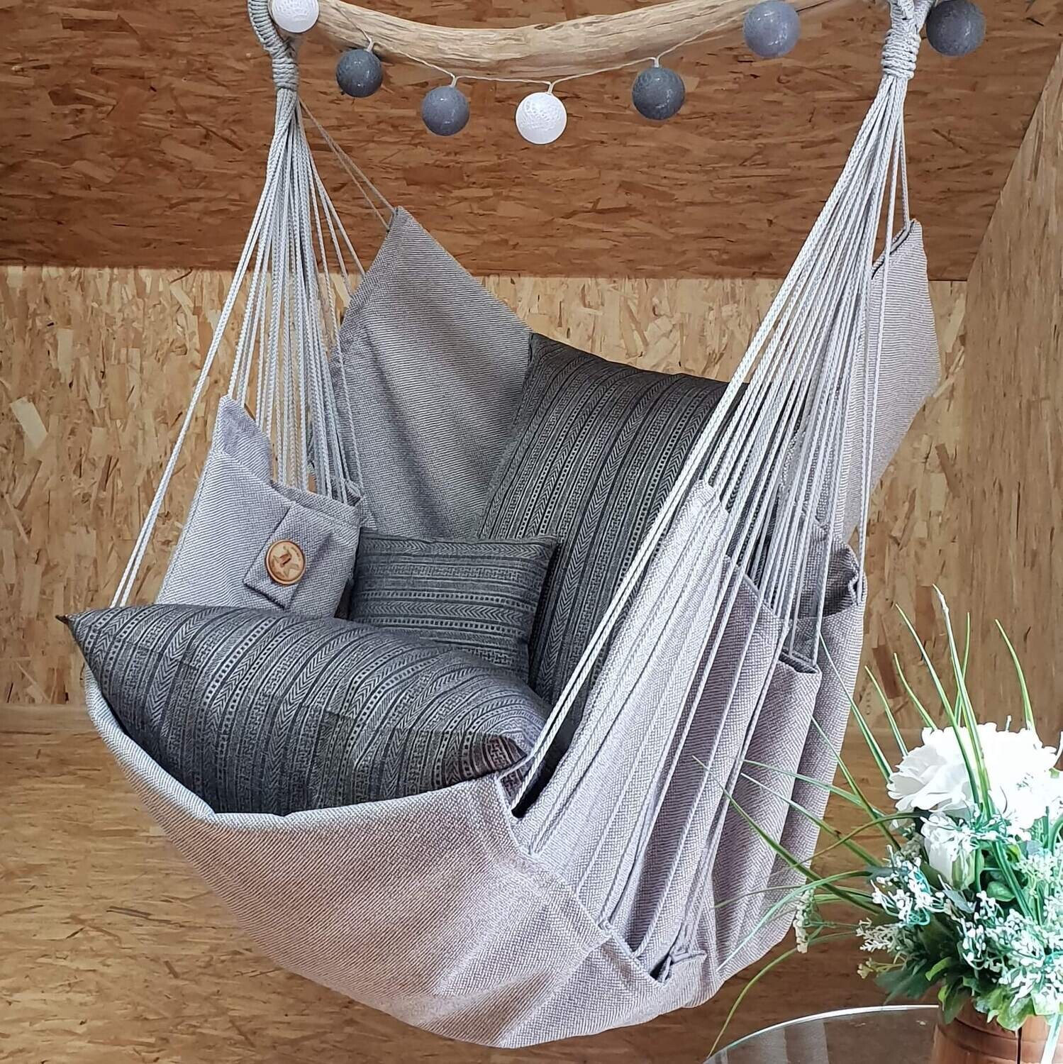 Hammock  chair- šūpuļkrēsls 548 pelēks/pelēks