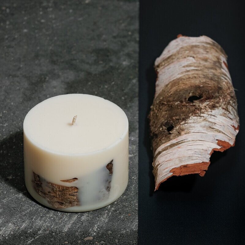 Dāvanu komplekts - sojas vaska svece ar Bērza aromātu un aromātiskais vasks