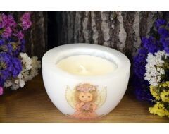 Laureta Candles Rapšu vaska sveces parafīna podiņā, Dizains: Eņģelis