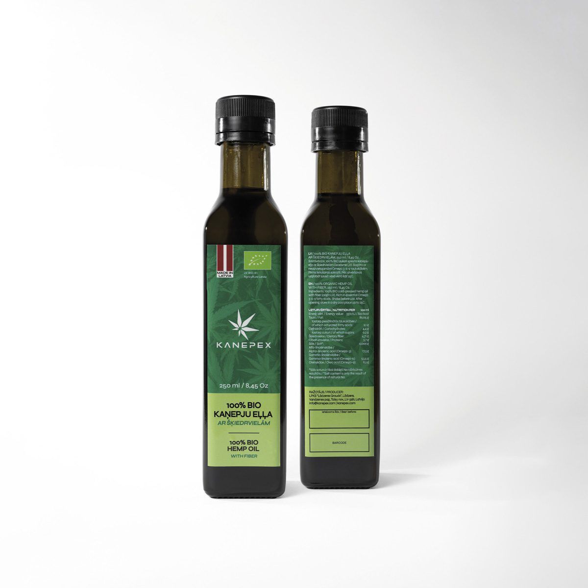 100% BIO Kaņepju sēklu eļļa ar šķiedrvielām, 250ml