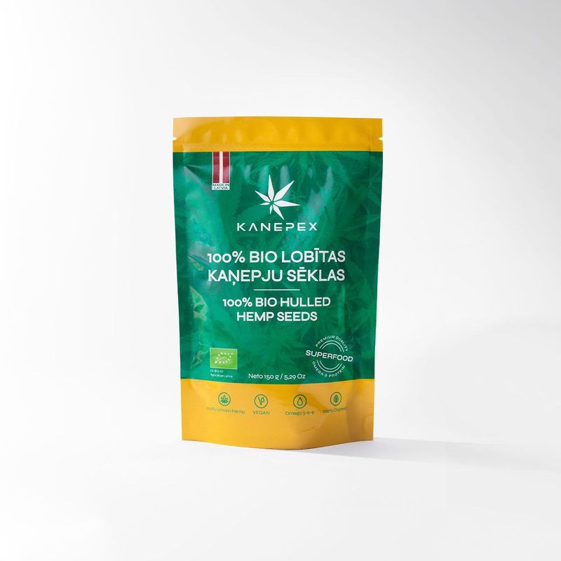 100% BIO Lobītas kaņepju sēklas, 150g