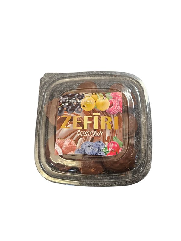 Zefīri no augļu-ogu biezeņa piena šokolādē
