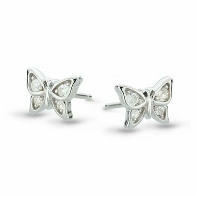 Kit Heath Blossom Flyte Butterfly White Topaz & Silver Earrings