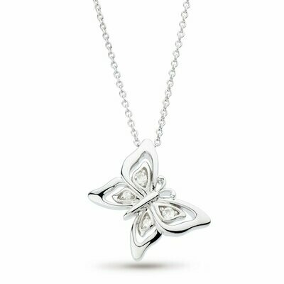 Kit Heath Blossom Flyte Butterfly White Topaz & Silver Necklace