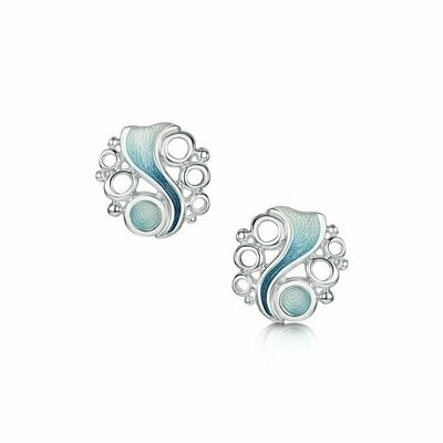 Sheila Fleet Atric stream stud earrings in blue enamel
