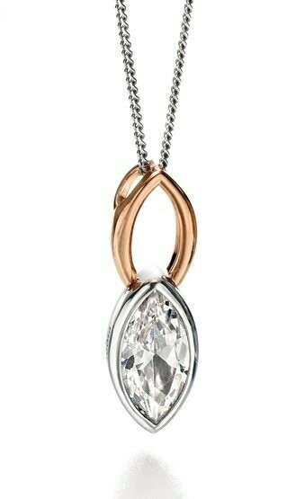 Fiorelli 2 Tone Silver/Rose Drop Pendant