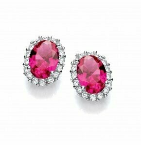 J JAZ Stella Red Silver Earrings