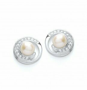J JAZ Pheobe Silver & Pearl Stud Earrings