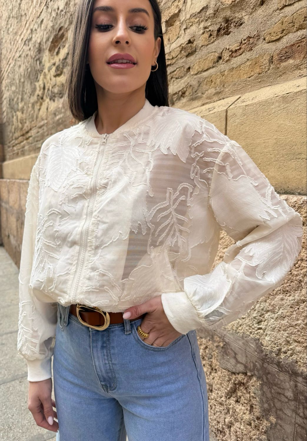 Bomber Transparencias Cruda