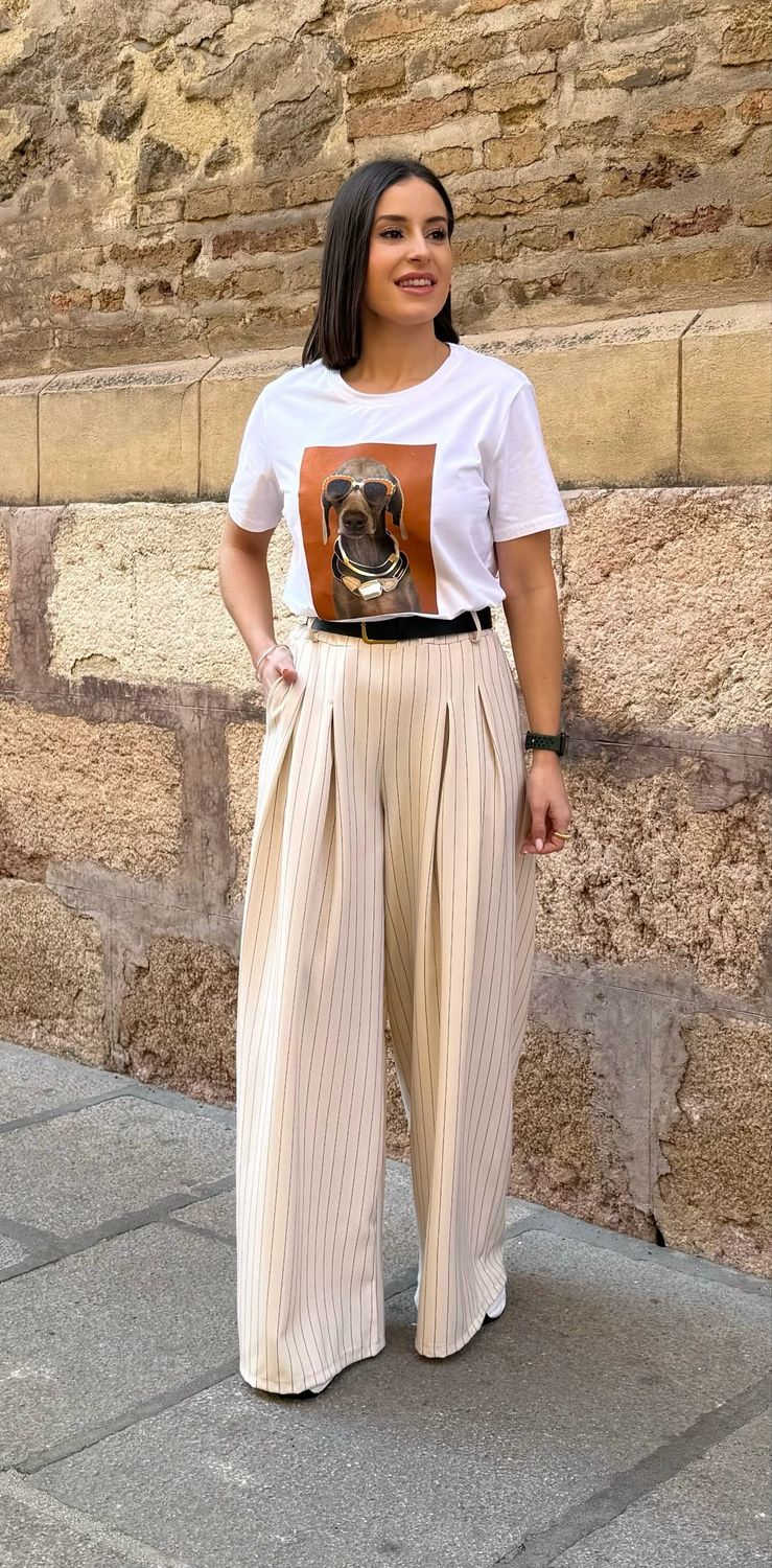 Pantalón Palazo Diplomático Beige