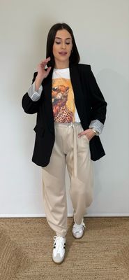 Pantalón Balloon Hebilla Beige