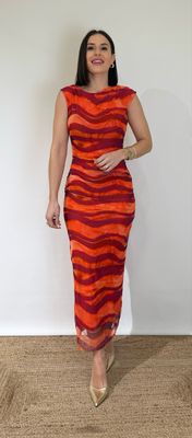 Vestido Gasa Naranja