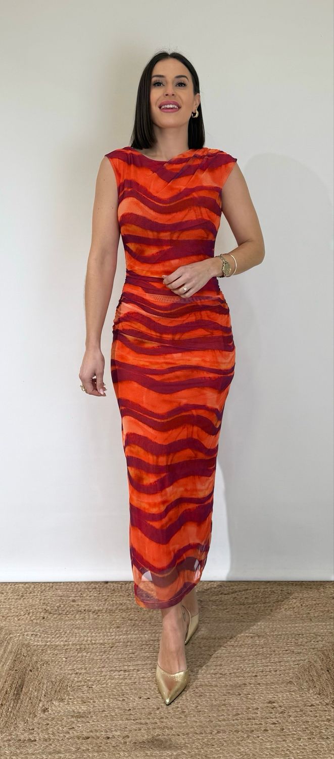 Vestido Gasa Naranja