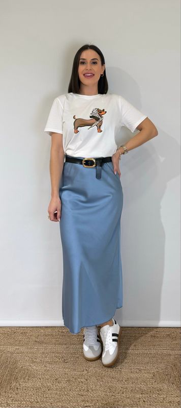 Falda Satinada Azul