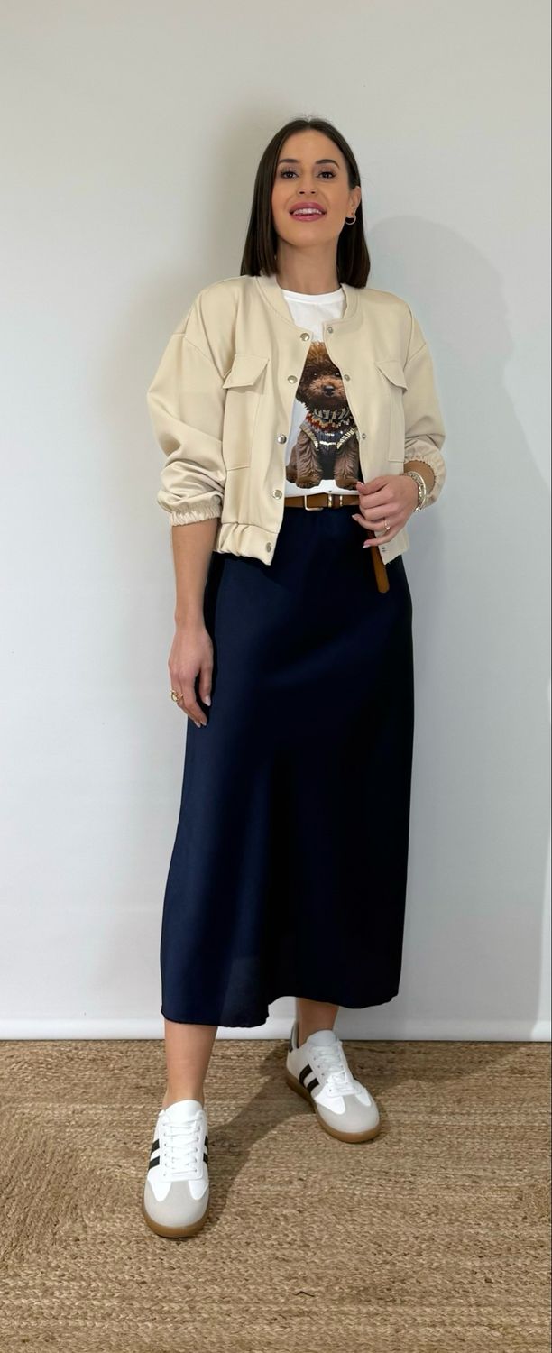 Falda Satinada Azul Marino