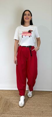 Pantalón Balloon Pinzas Rojo