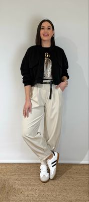 Pantalón Balloon Pinzas Beige