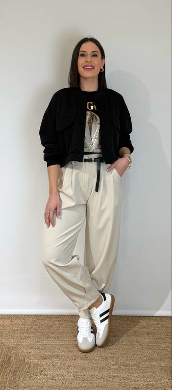 Pantalón Balloon Pinzas Beige