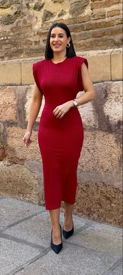 Vestido Elástico Canalé Rojo