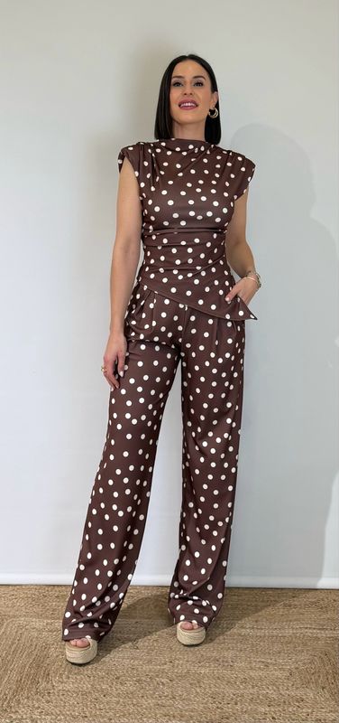 Conjunto Licra Lunares Marrón