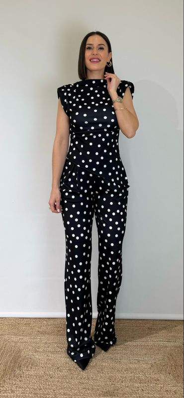 Conjunto Licra Lunares Negro