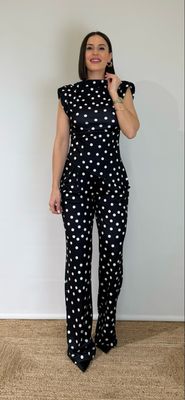 Conjunto Licra Lunares Negro