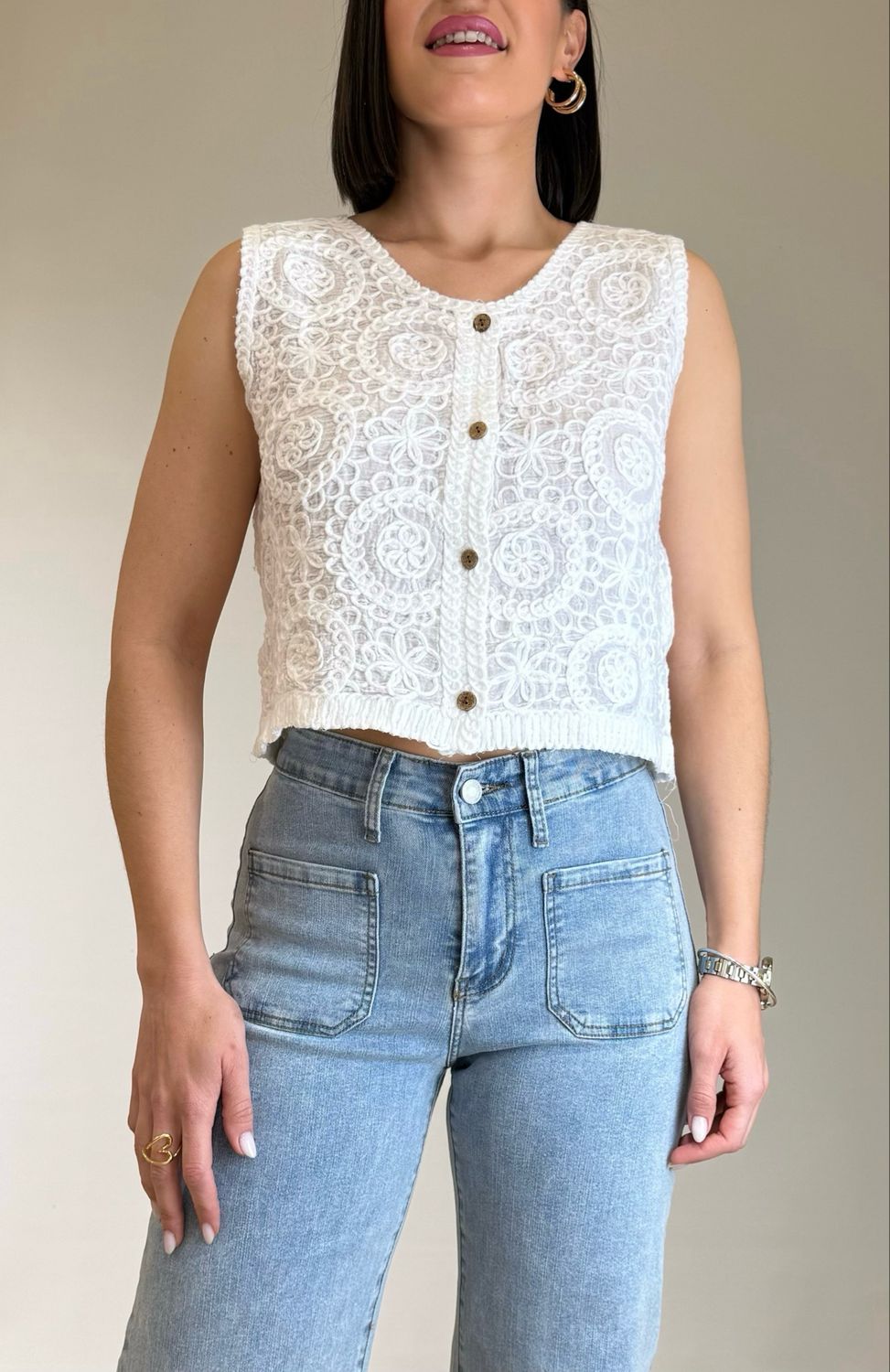 Chaleco Crochet Atenas Blanco