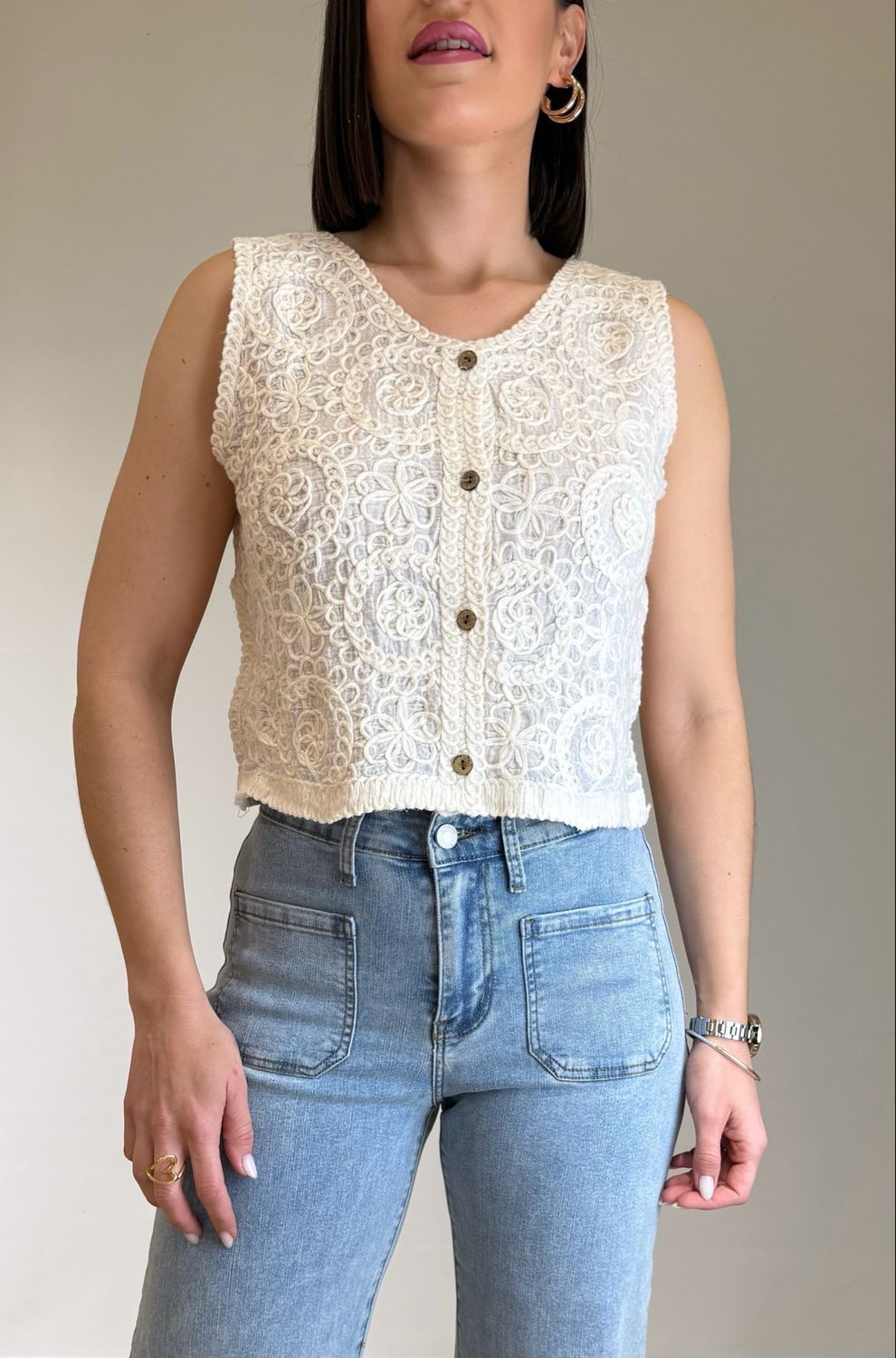 Chaleco Crochet Atenas Crudo