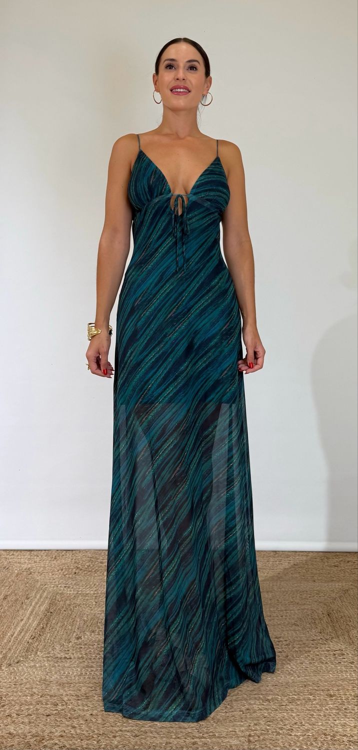 Vestido Gasa Verdoso