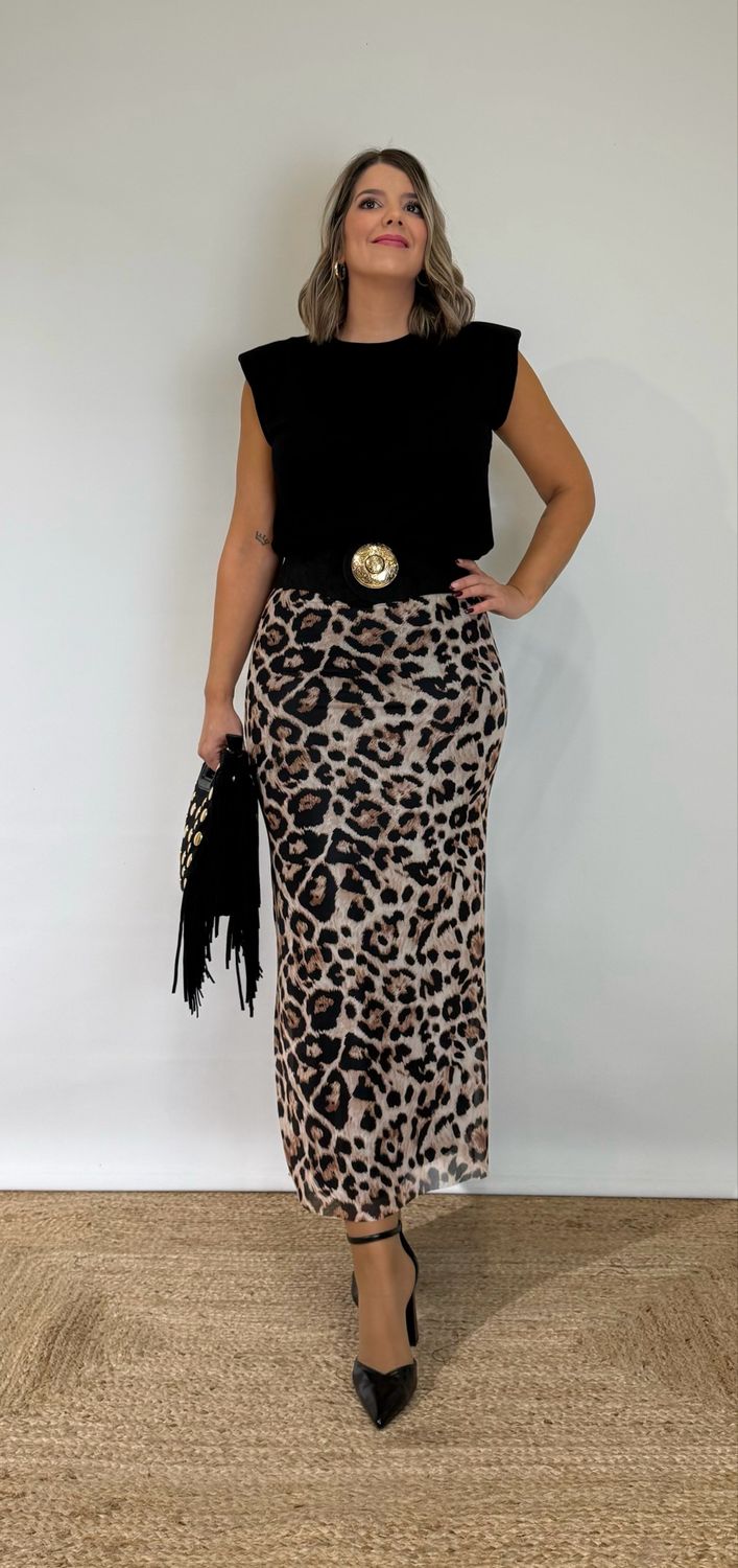 Falda Gasa Leopardo Beige Falda Gasa Leopardo Beige