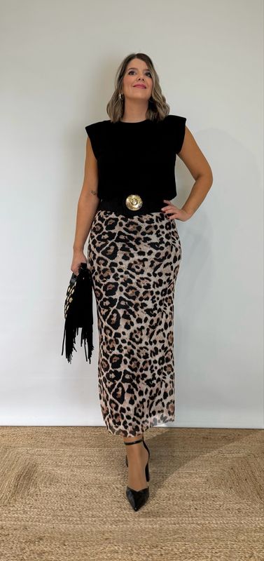 Falda Gasa Leopardo Beige Falda Gasa Leopardo Beige