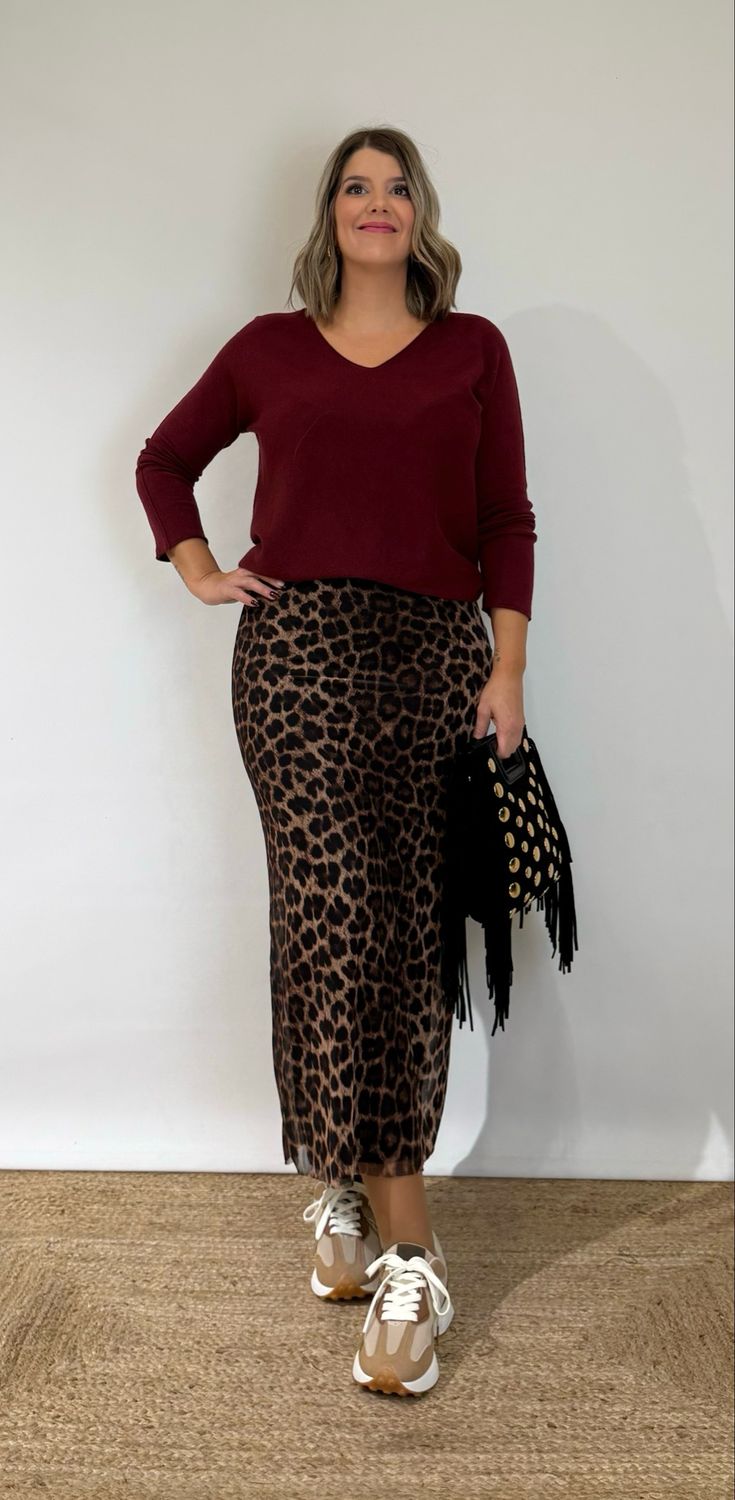 Falda Gasa Leopardo Camel