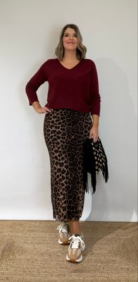 Falda Gasa Leopardo Camel Falda Gasa Leopardo Camel