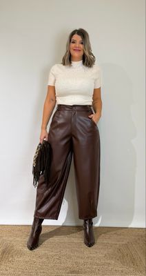 Pantalón Globo Polipiel Marrón Pantalón Globo Polipiel Marrón