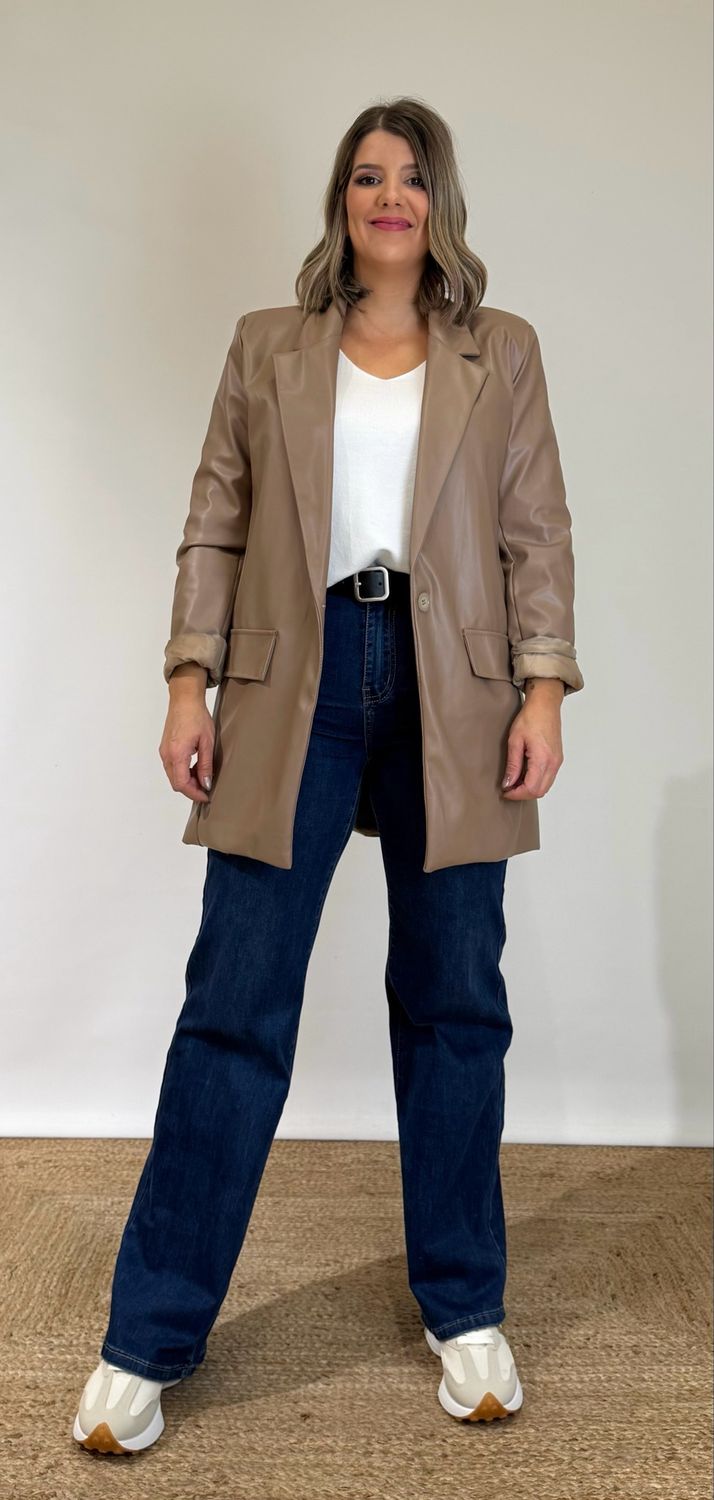 Blazer Oversize Polipiel Camel Blazer Oversize Polipiel Camel
