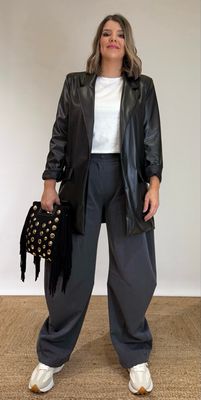Blazer Oversize Polipiel Negra Blazer Oversize Polipiel Negra