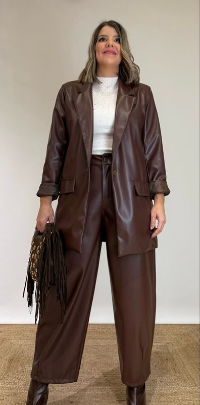 Blazer Oversize Polipiel Marrón Blazer Oversize Polipiel Marrón