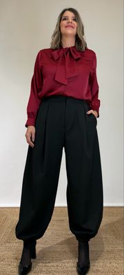 Blusa Satinada Lazo Cuello Blusa Satinada Lazo Cuello