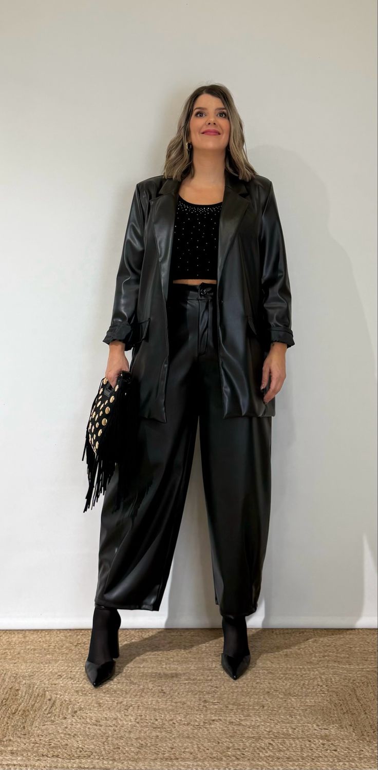 Pantalón Globo Polipiel Negro Pantalón Globo Polipiel Negro