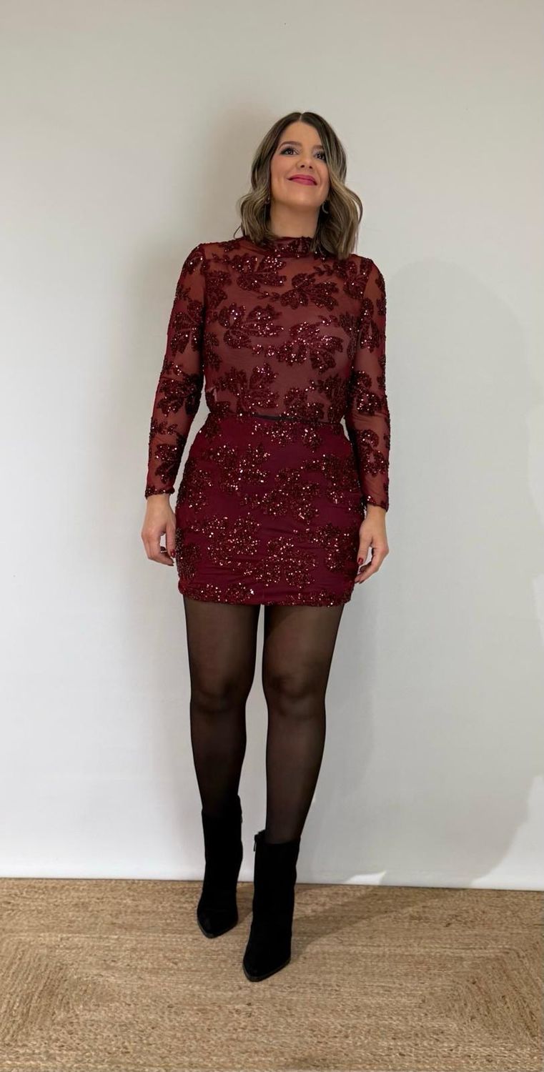 Falda lentejuelas burdeos Falda lentejuelas burdeos