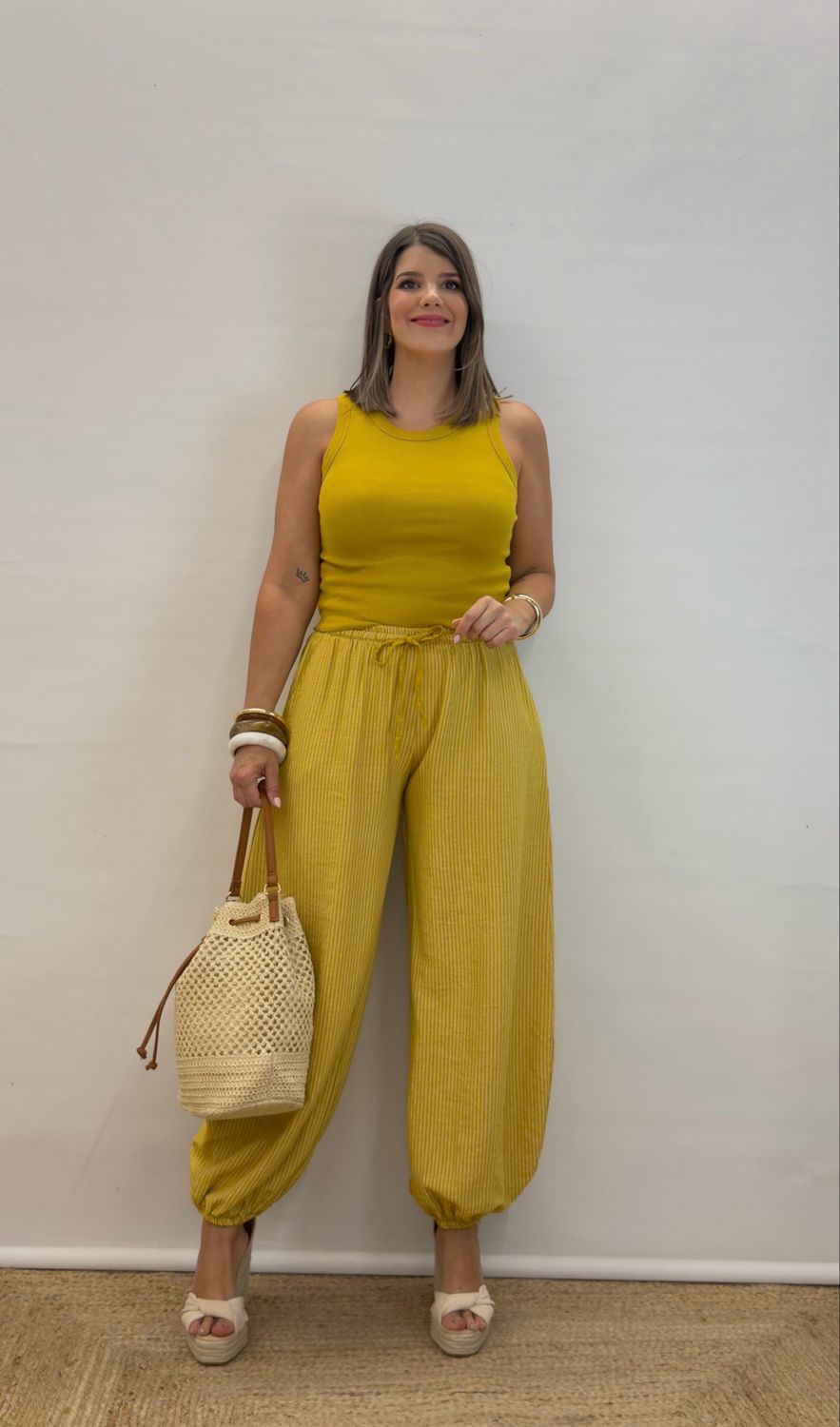 Pantalón bombacho lino