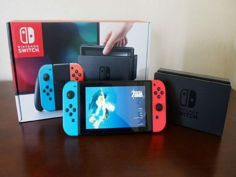 Nintendo Switch with Neon Blue and Neon Red