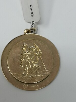 9ct Gold Medalion Pendant St. Christopher