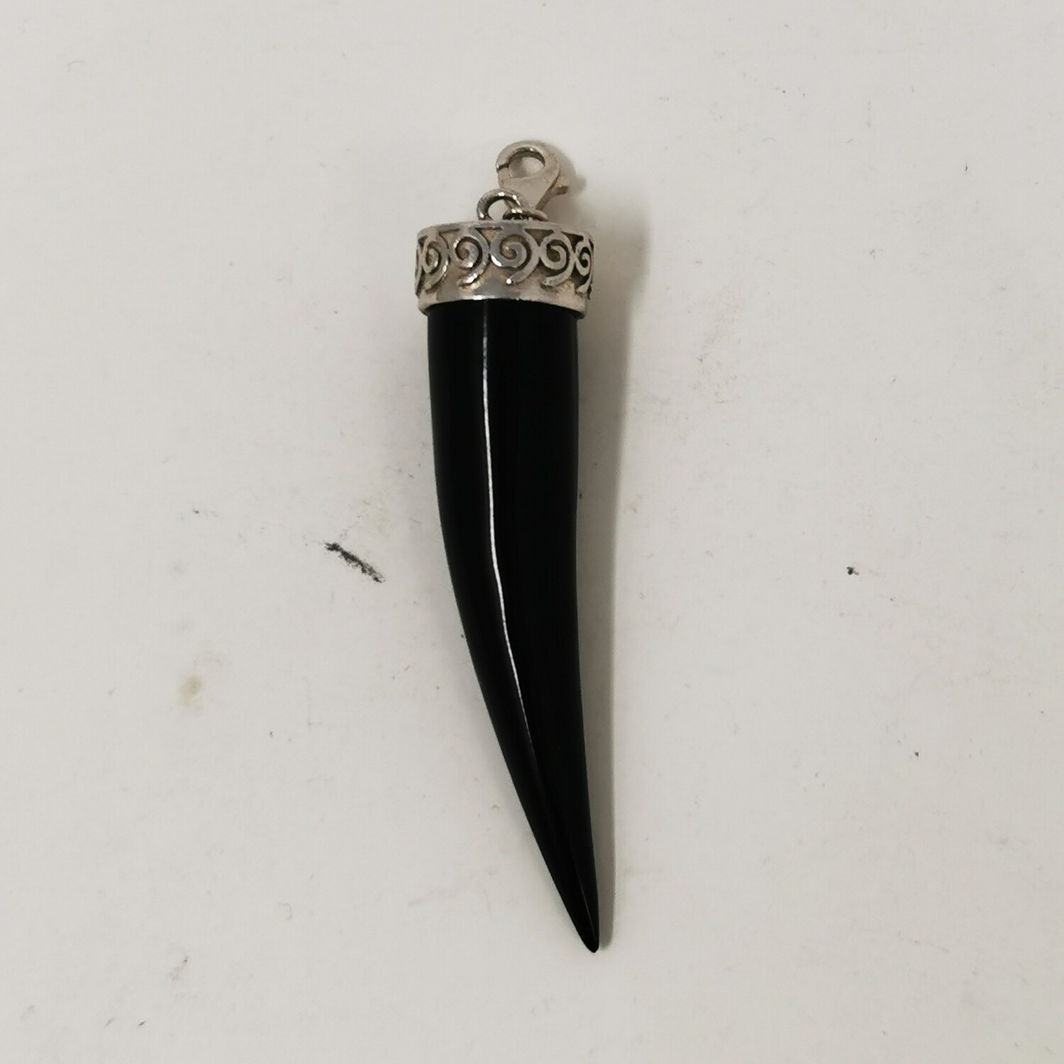 Italian Black Horn Silver Pendant 925